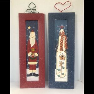 Primitive skinny Santa and Snowman framed prints